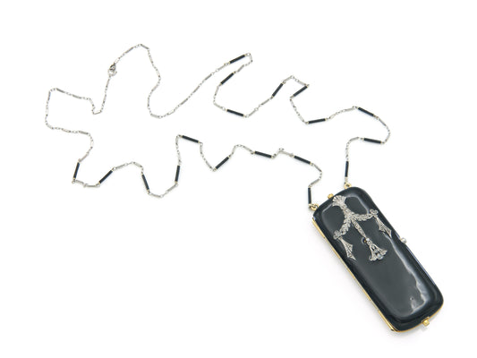 Antique Edwardian 1900s Enamel Compact with Diamonds