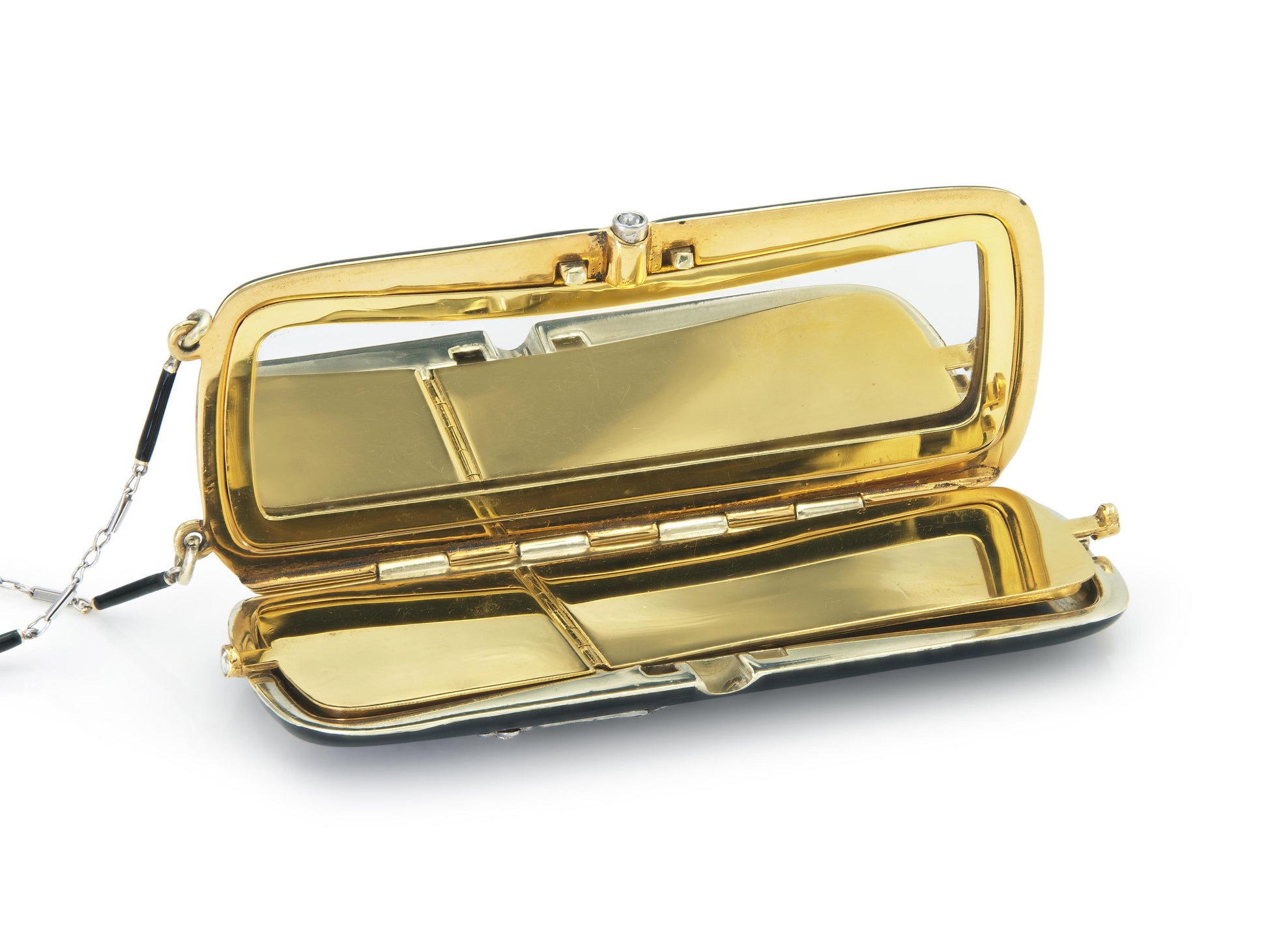 Antique Edwardian 1900s Enamel Compact with Diamonds