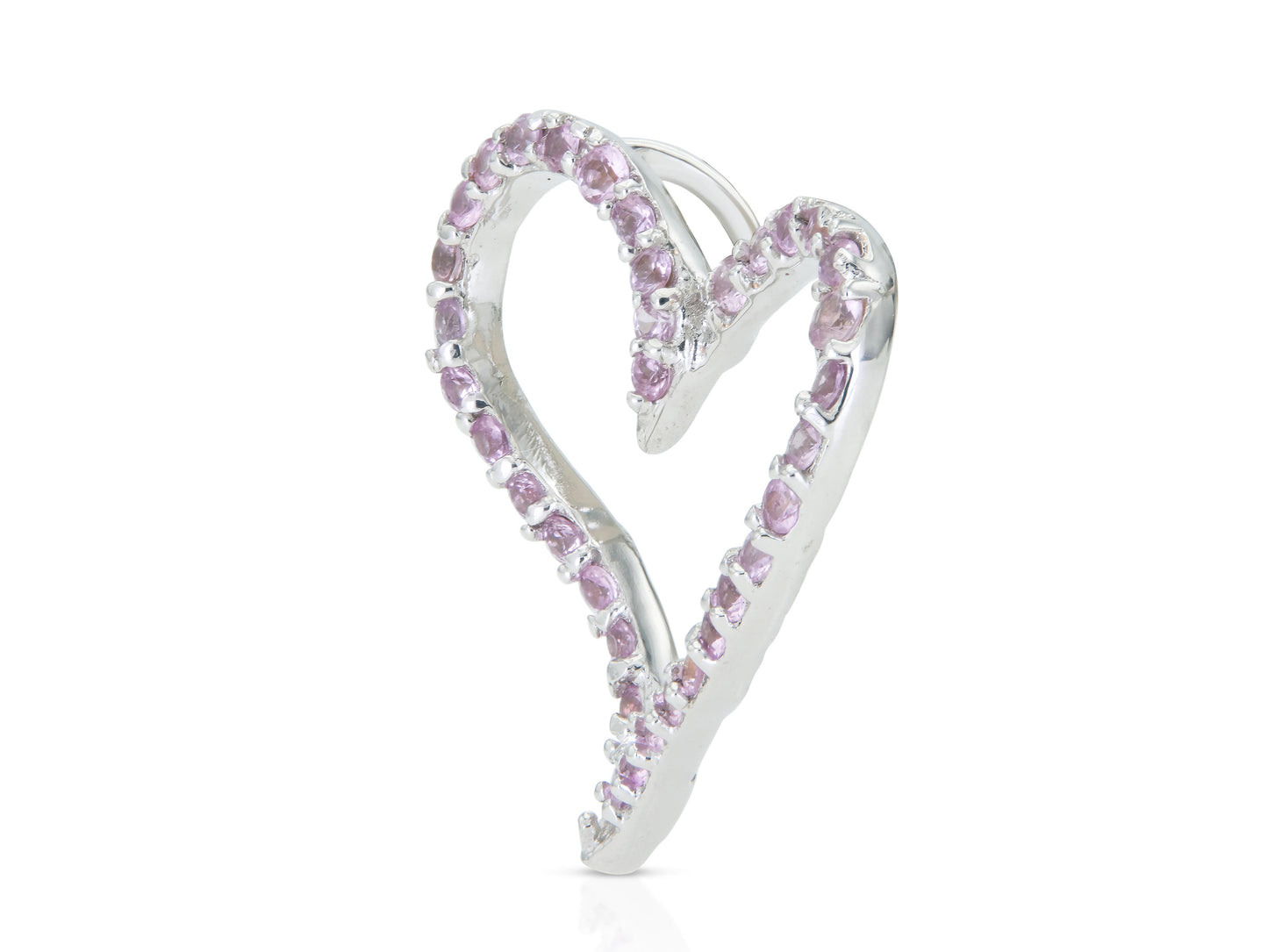 0.70 Carat Pink Sapphire Open Heart Pendant