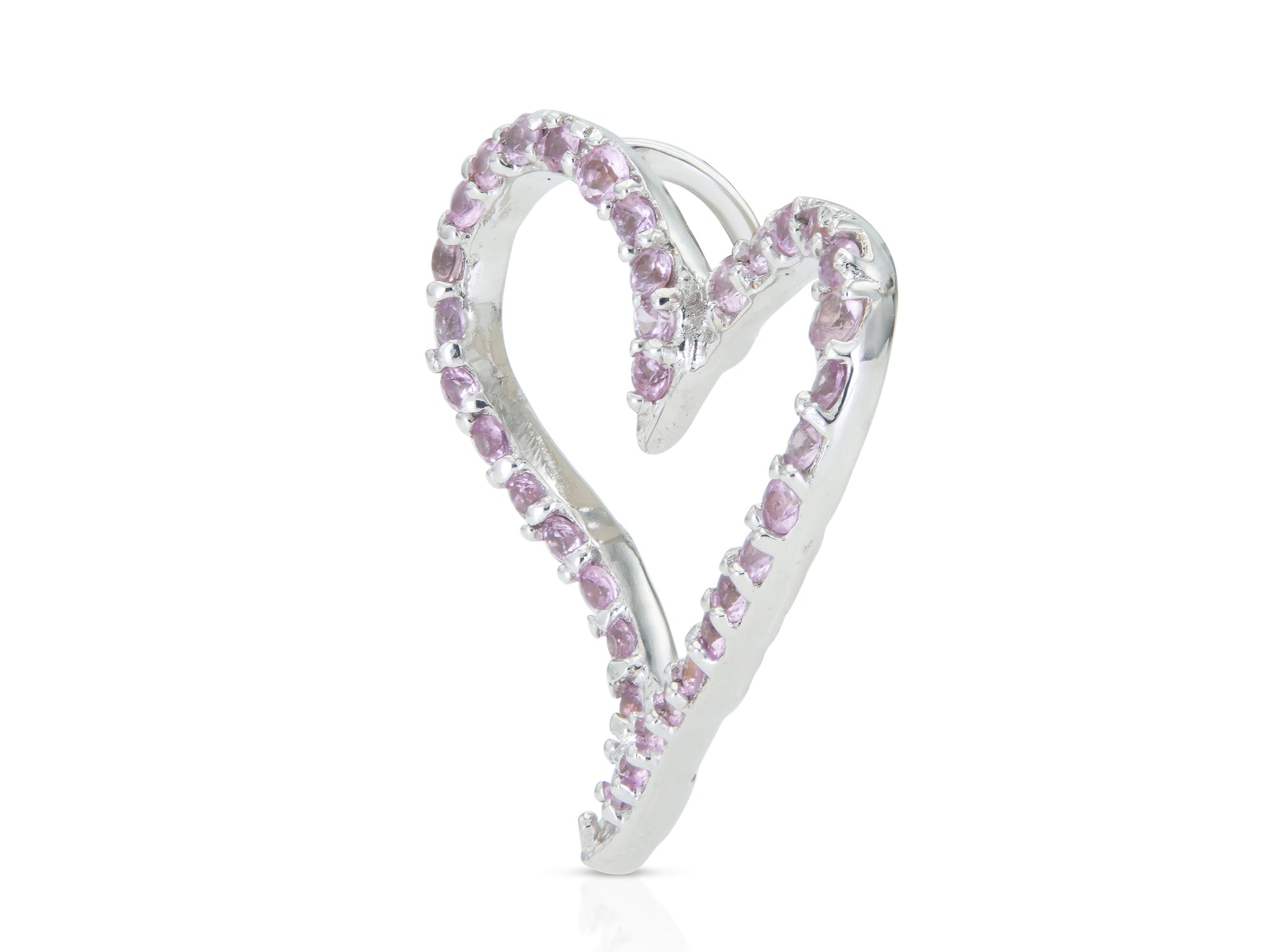 0.70 Carat Pink Sapphire Open Heart Pendant