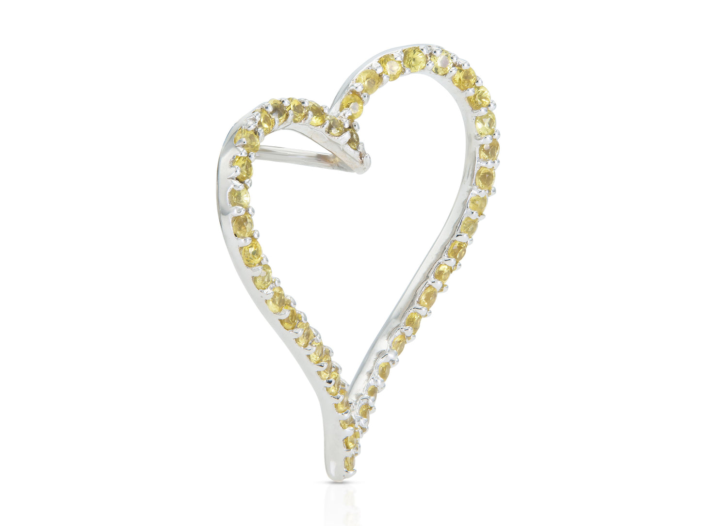 1.20 Carat Yellow Sapphire Open Heart Pendant