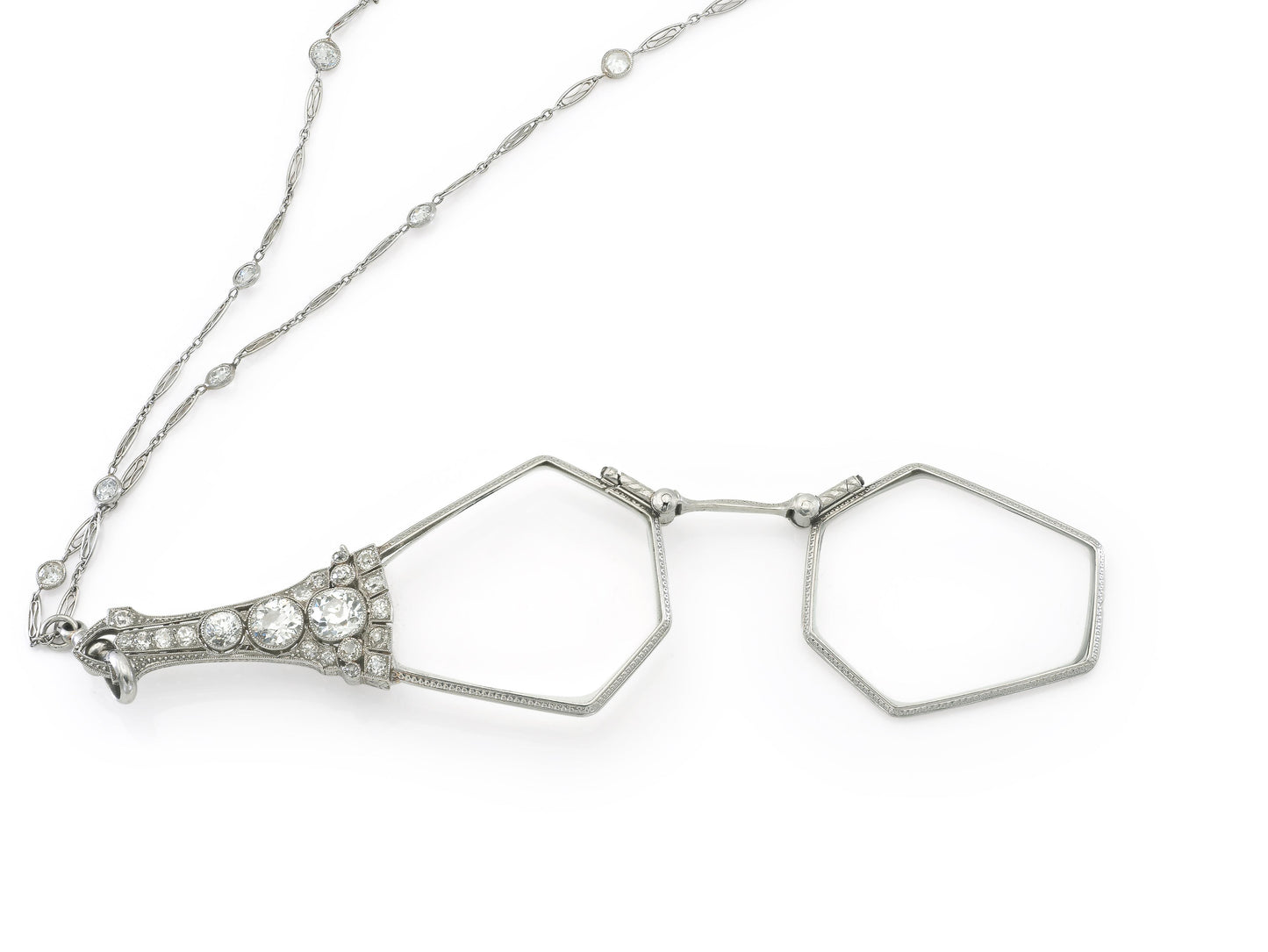 Antique Edwardian 1910s 7.70 Carat Diamond Lorgnette