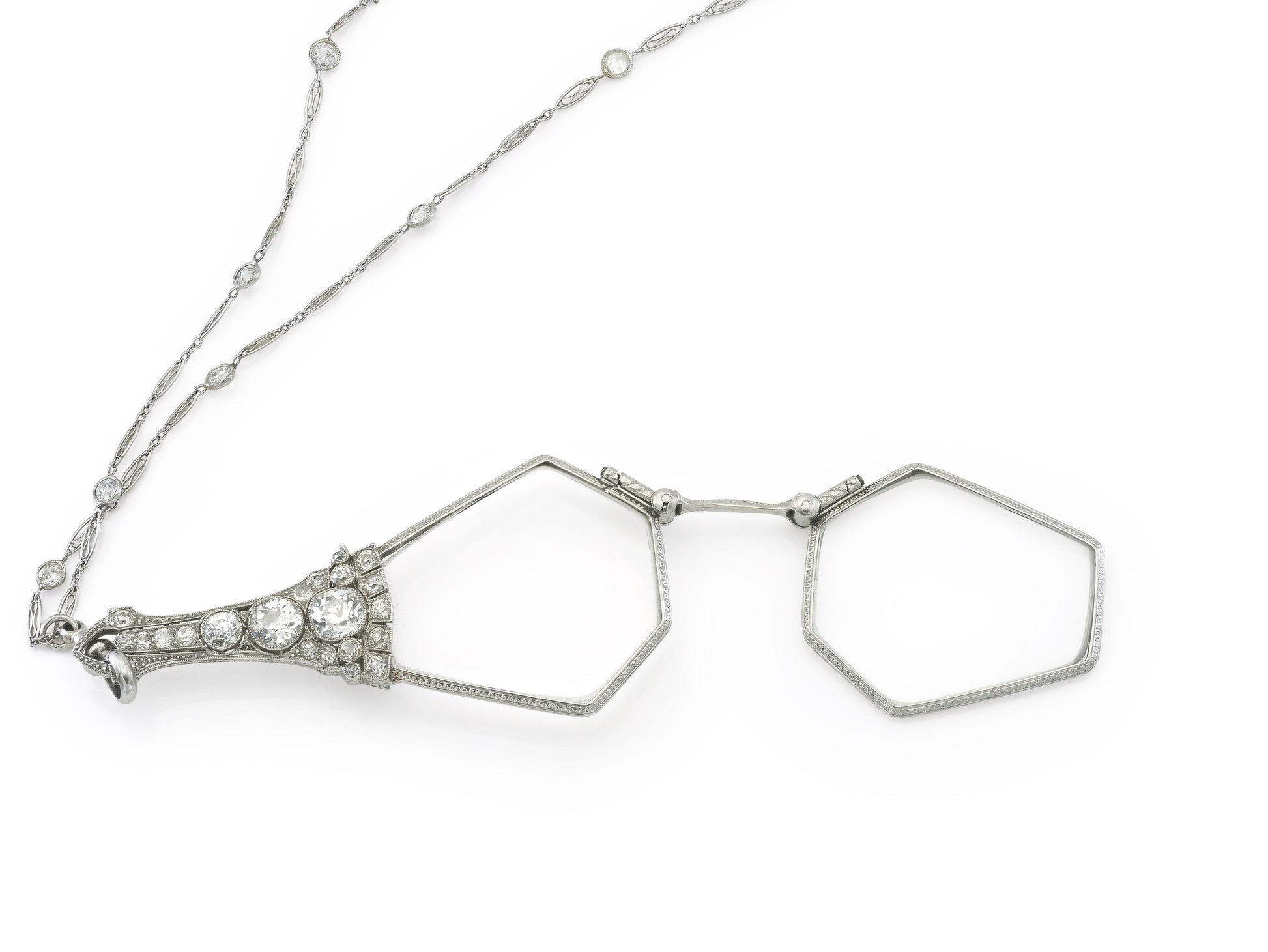 Antique Edwardian 1910s 7.70 Carat Diamond Lorgnette