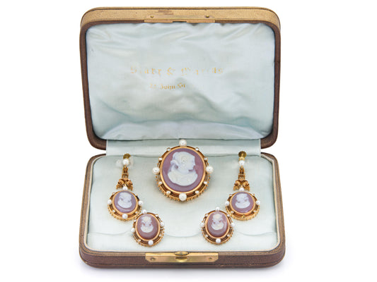 Antique Victorian Starr & Marcus Cameo Set
