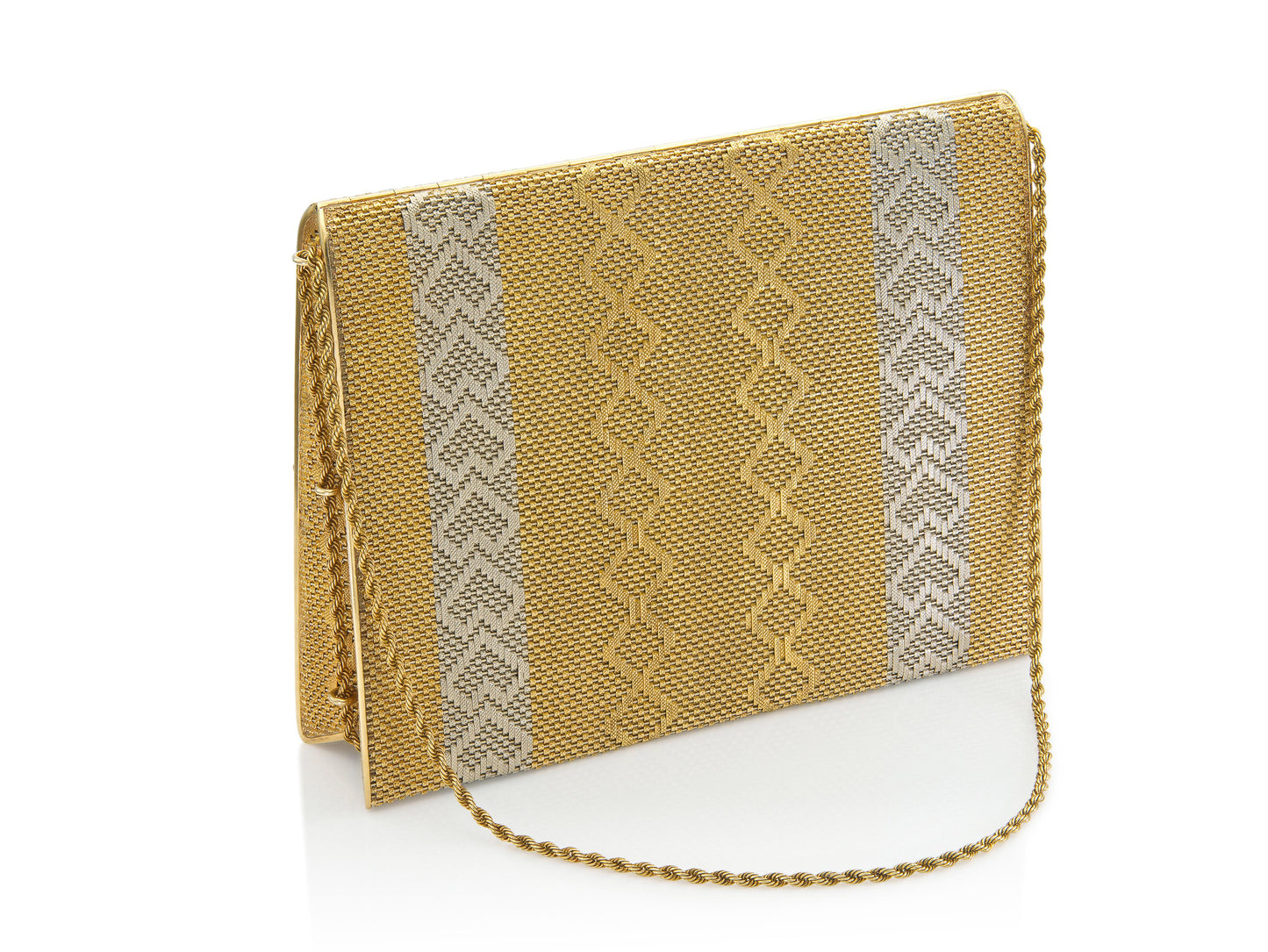 Vintage 1950s Two-Toned Gold Clutch Bag with Diamonds