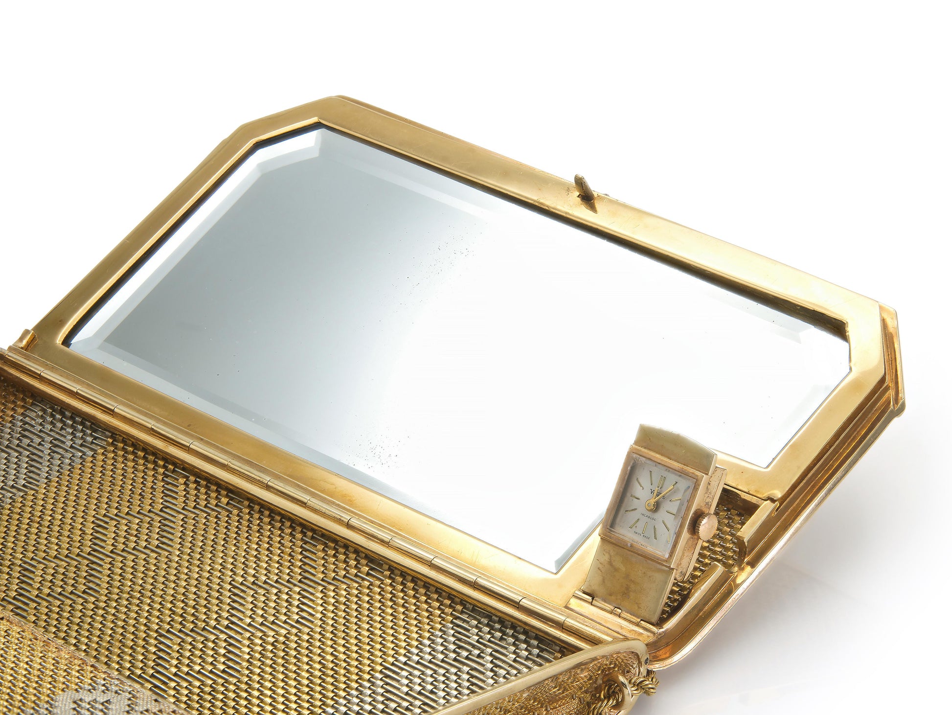Vintage 1950s Two-Toned Gold Clutch Bag with Diamonds