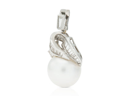 Vintage 1980s Cartier Pearl and Diamond Pendant