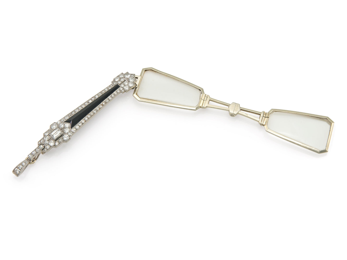 Antique Art Deco 1920s Onyx and Diamond Lorgnette