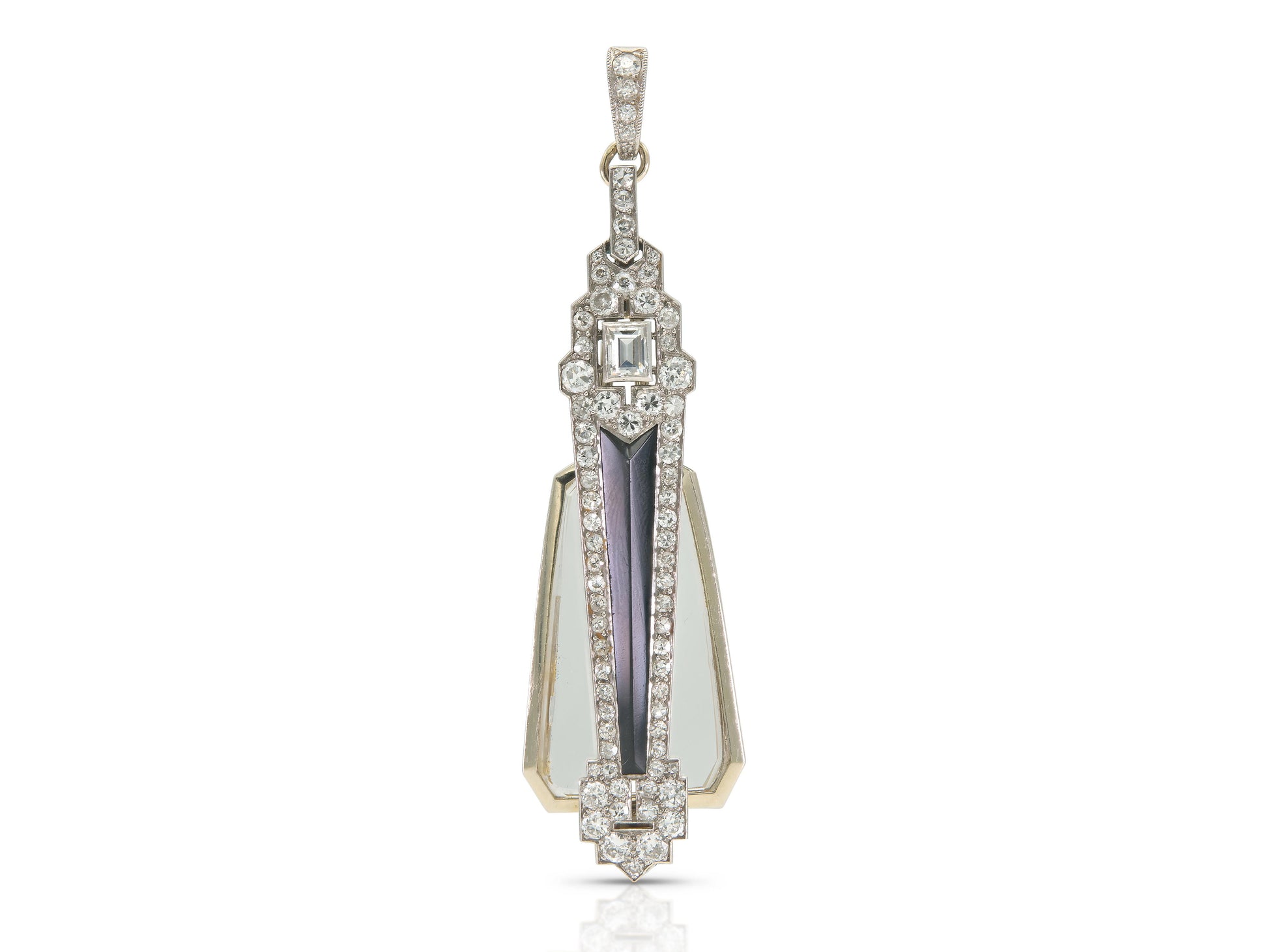 Antique Art Deco 1920s Onyx and Diamond Lorgnette