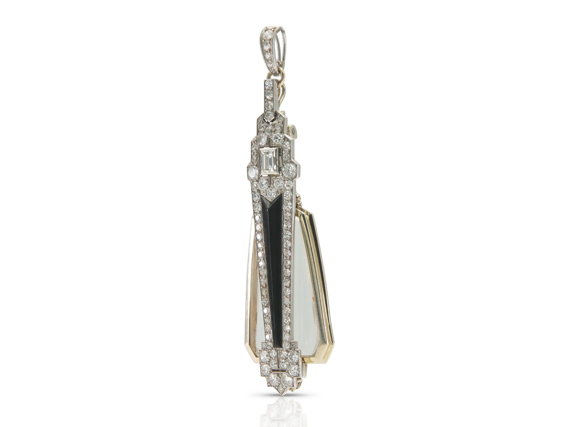 Antique Art Deco 1920s Onyx and Diamond Lorgnette