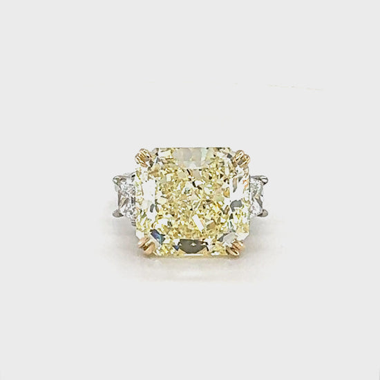 13.02 Carat Square Radiant Cut Fancy Yellow Diamond Engagement Ring