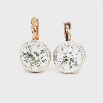 14.44 Carat Old European Cut Diamond Drop Earrings