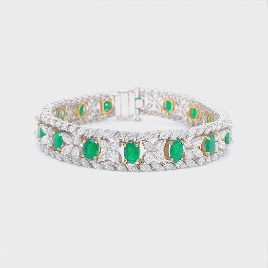 7.25 Carat Emerald and 12.90 Carat Diamond Bracelet