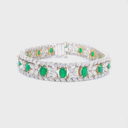 7.25 Carat Emerald and 12.90 Carat Diamond Bracelet