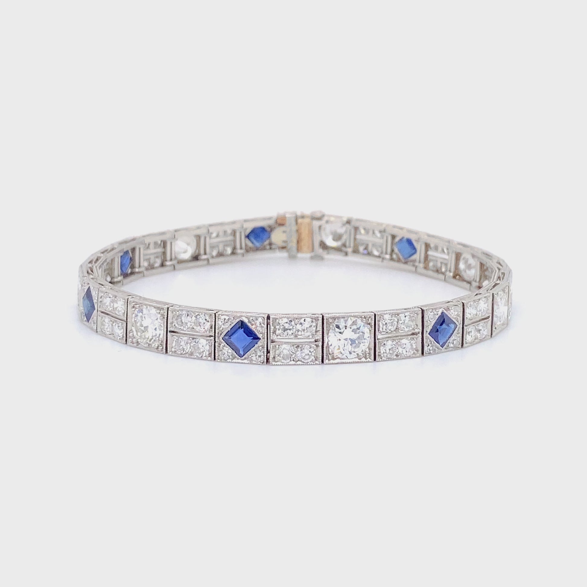 Antique Art Deco 1920s 12.00 Carat Diamond and 3.00 Carat Sapphire Line Bracelet