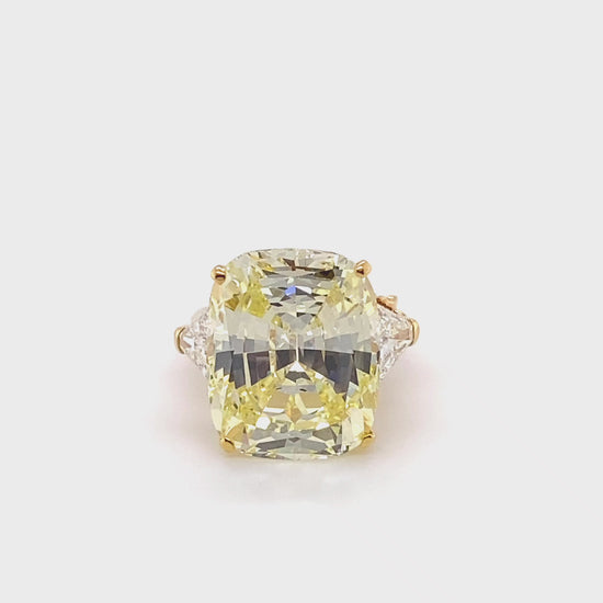 Vintage 1970s Van Cleef & Arpels 24.29 Carat Cushion Cut Yellow Diamond Ring