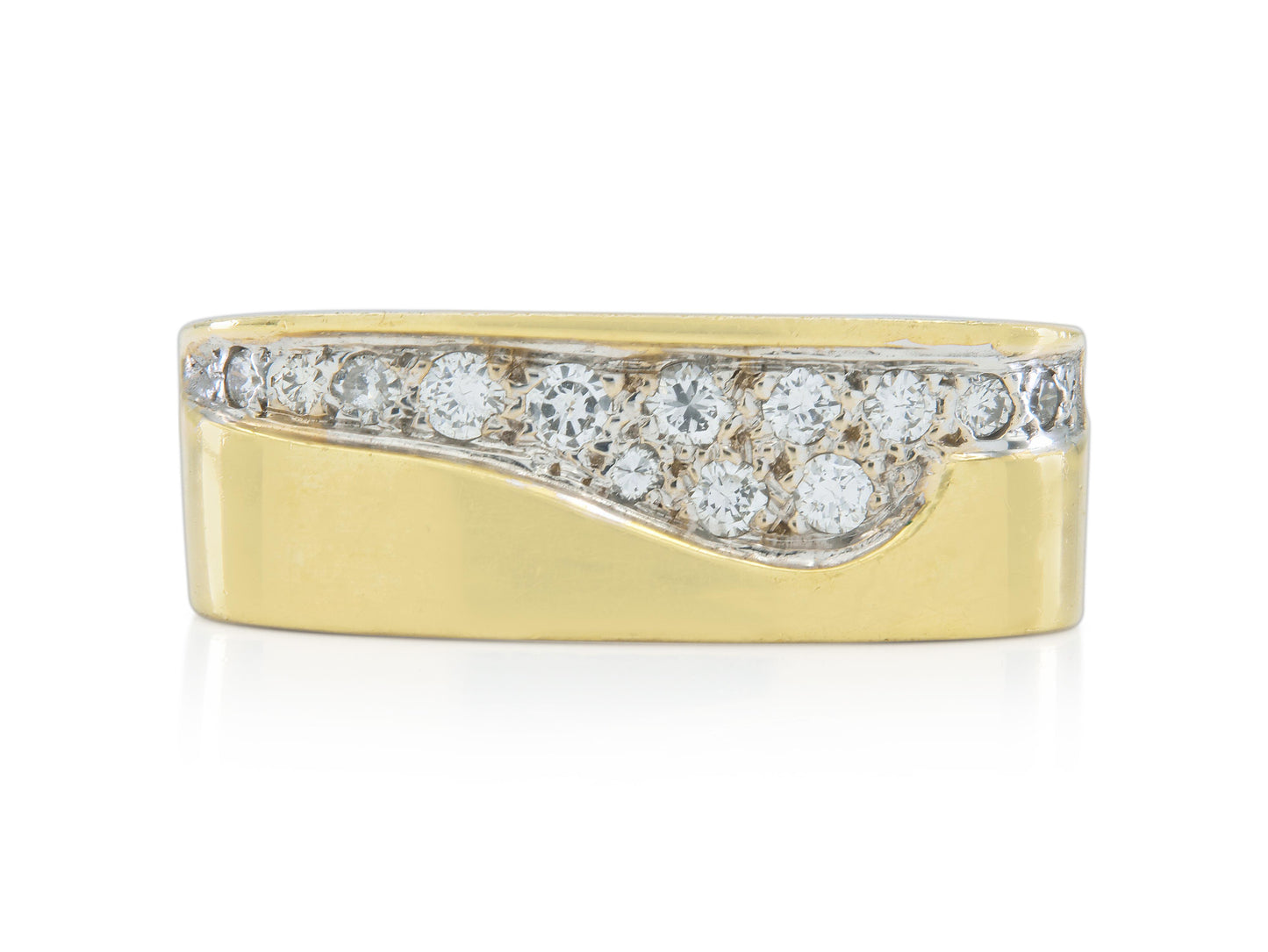 Vintage 1990s Gold Square Ring with Diamonds