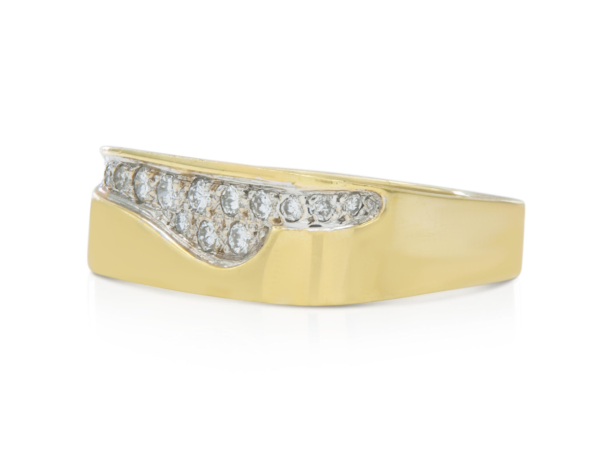 Vintage 1990s Gold Square Ring with Diamonds