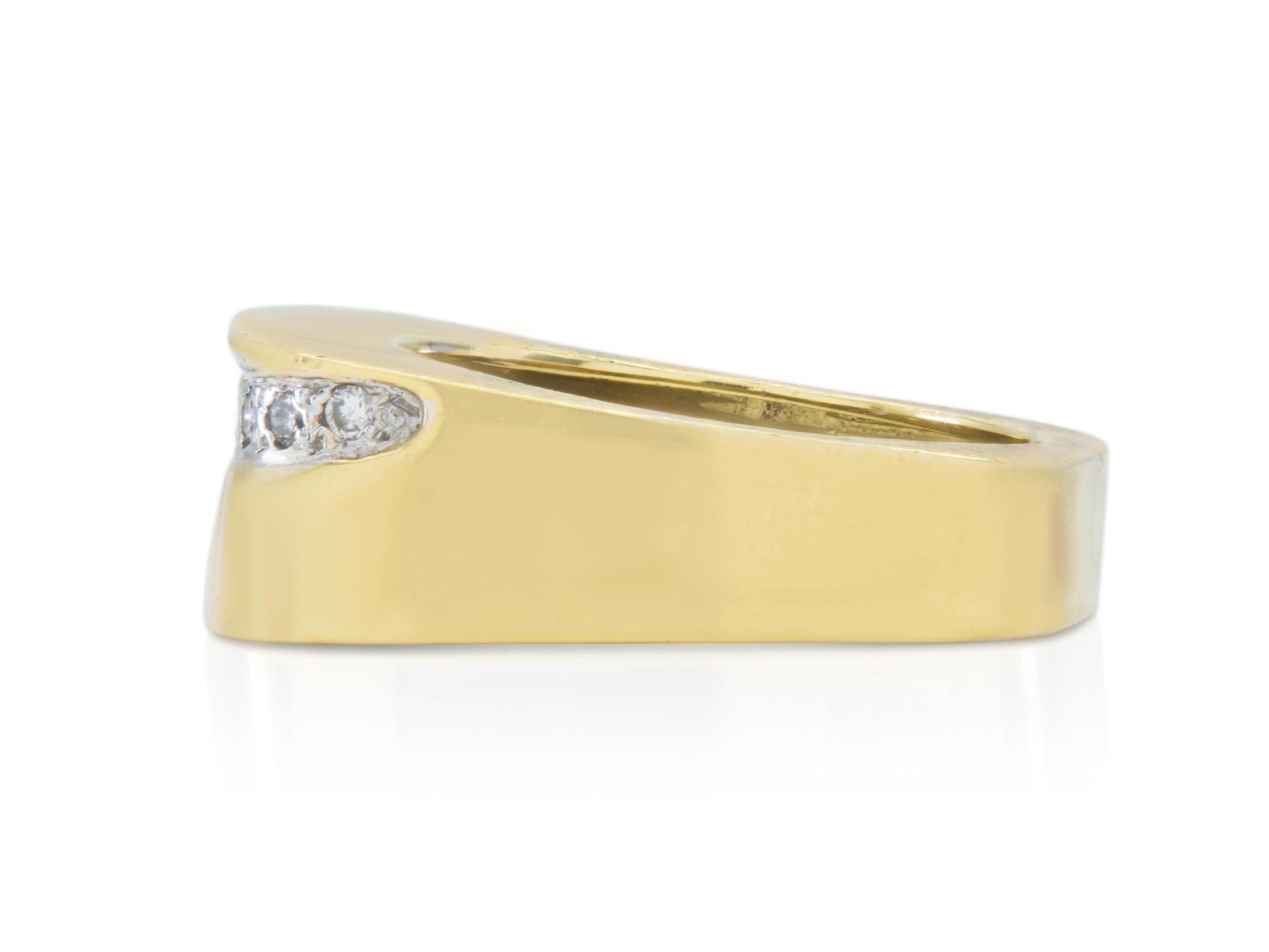 Vintage 1990s Gold Square Ring with Diamonds