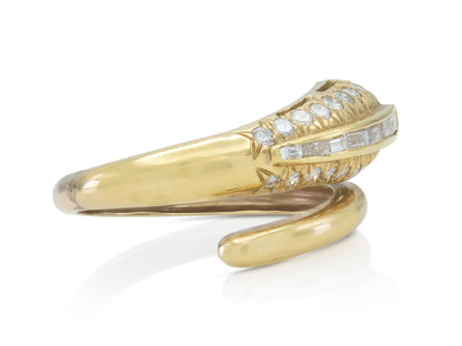 Vintage 1980s 0.95 Carat Diamonds Snake Ring