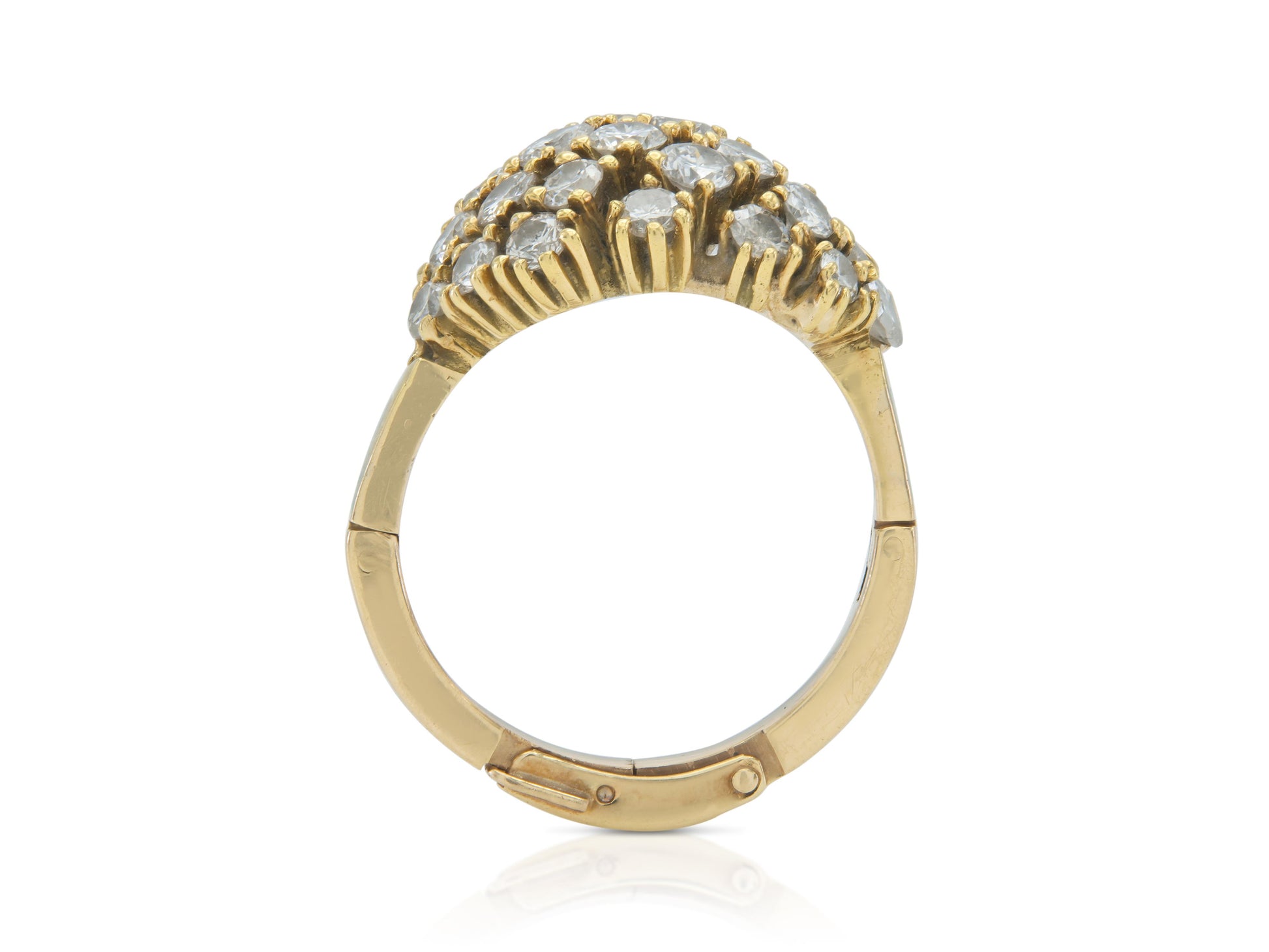 Vintage 1970s 2.10 Carat Baguette and Round Cut Diamonds Ring