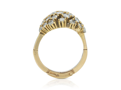 Vintage 1970s 2.10 Carat Baguette and Round Cut Diamonds Ring