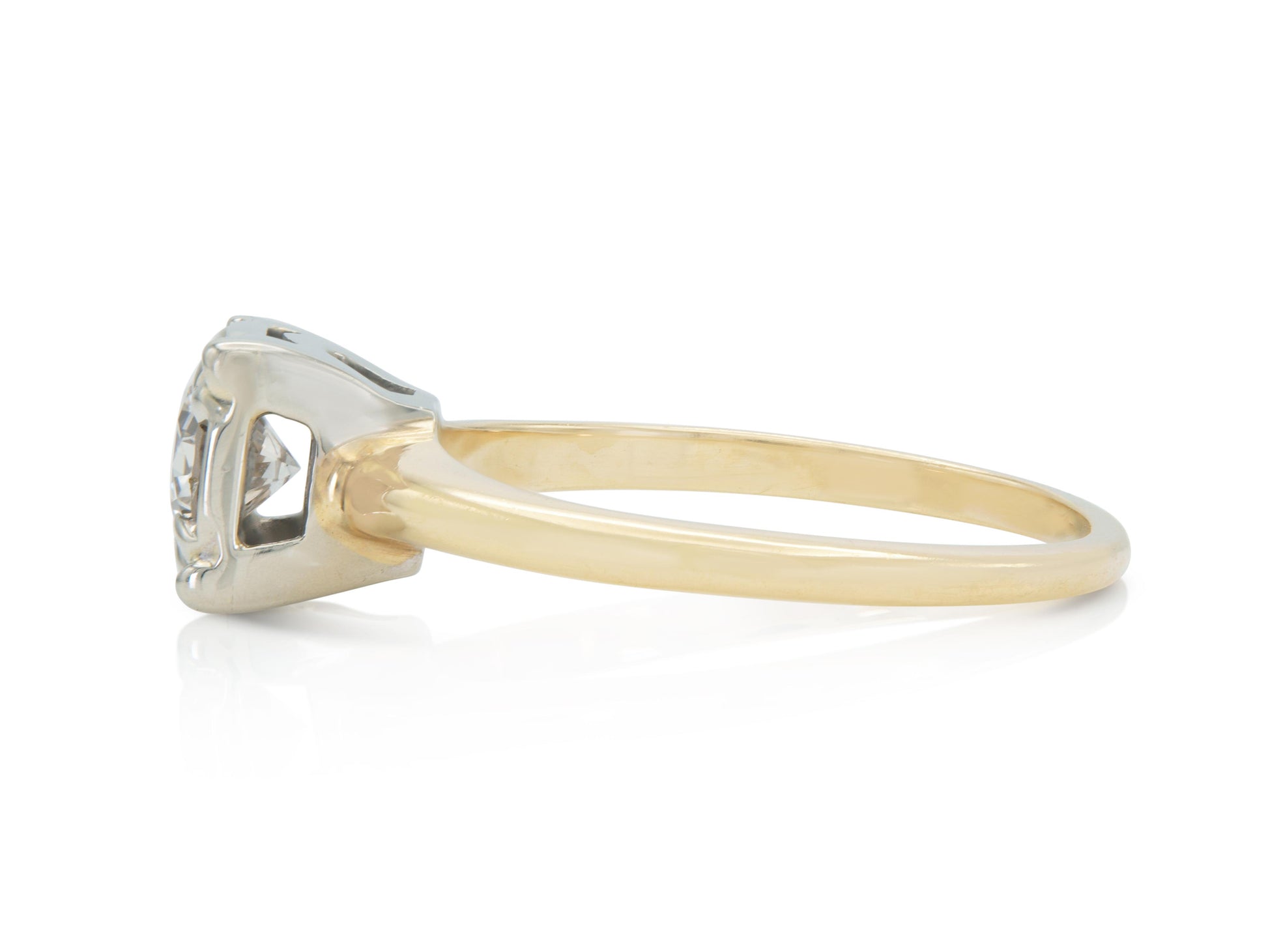 Vintage 1940s Retro 0.55 Carat Round Cut Diamond Square Set Engagement Ring