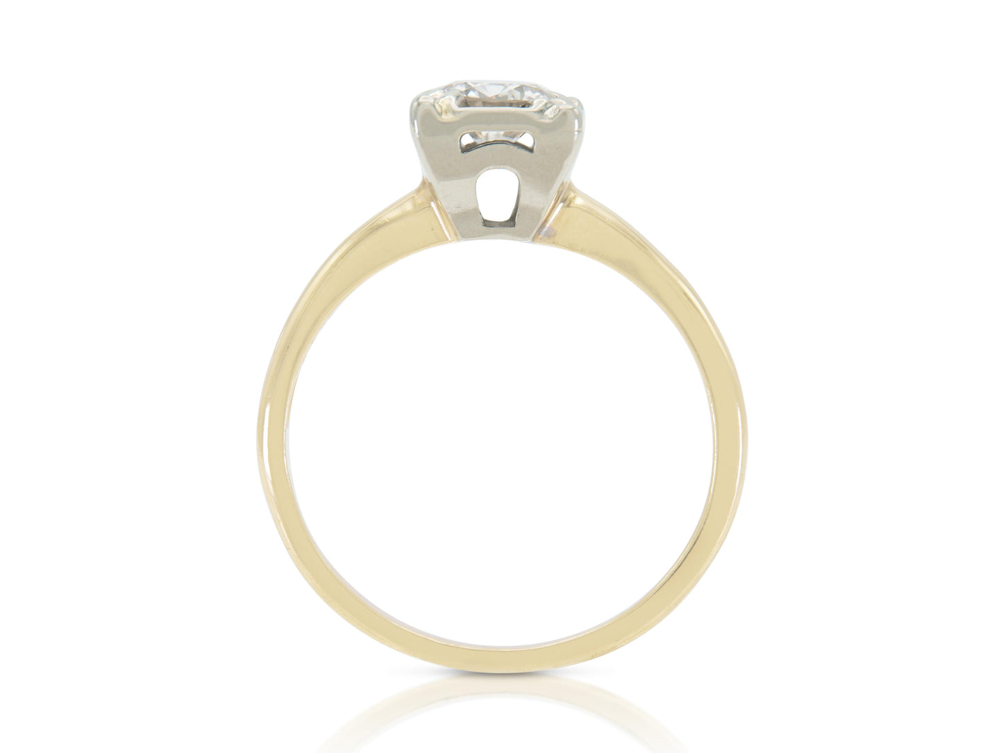 Vintage 1940s Retro 0.55 Carat Round Cut Diamond Square Set Engagement Ring