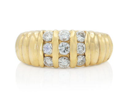 Vintage 1980s 0.57 Carat Bar Set Diamonds Band Ring