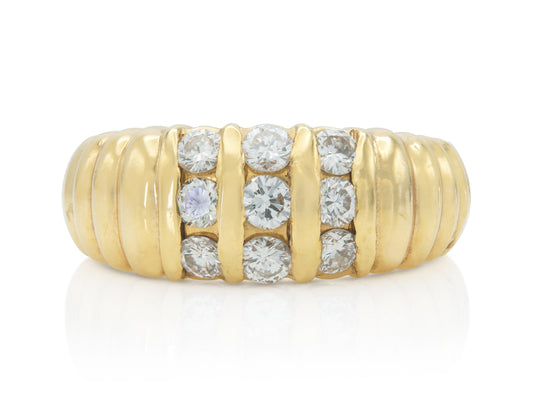 Vintage 1980s 0.57 Carat Bar Set Diamonds Band Ring