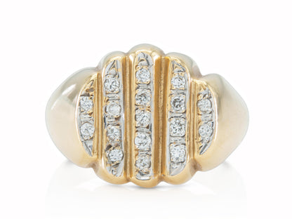 Vintage 1980s 0.28 Carat Round Cut Diamonds Signet Ring