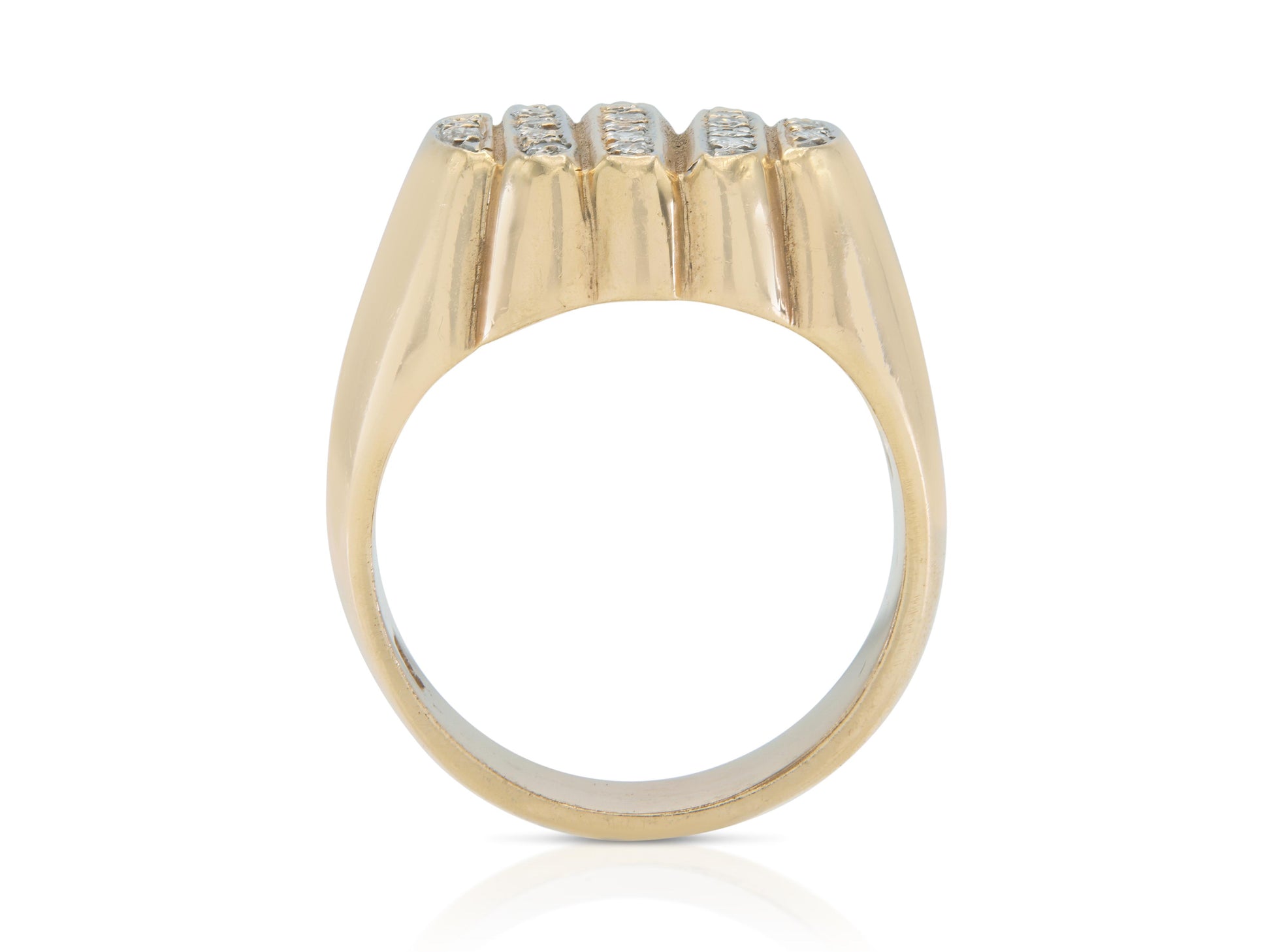 Vintage 1980s 0.28 Carat Round Cut Diamonds Signet Ring