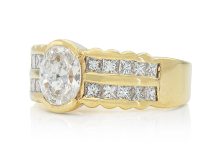 Vintage 1980s 1.15 Carat Oval Cut Diamond Engagement Ring