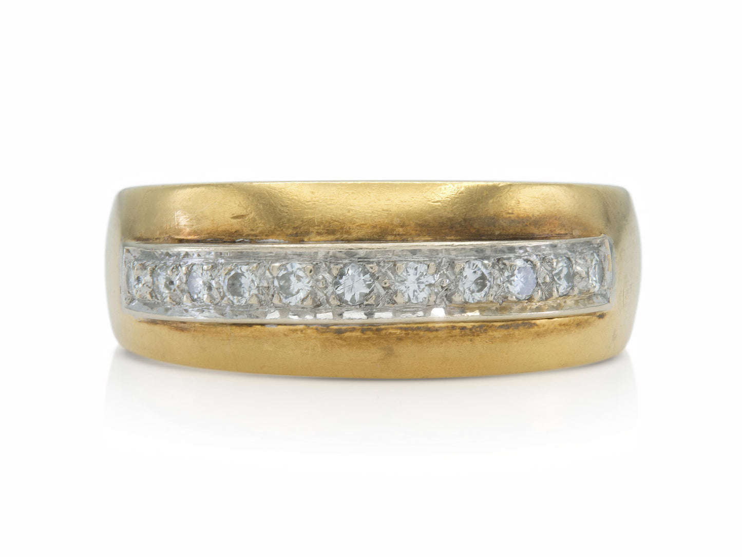 Vintage 1980s Gold Band Ring with Diamonds