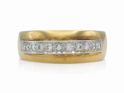 Vintage 1980s Gold Band Ring with Diamonds