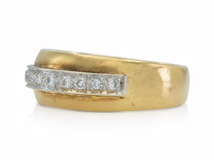Vintage 1980s Gold Band Ring with Diamonds