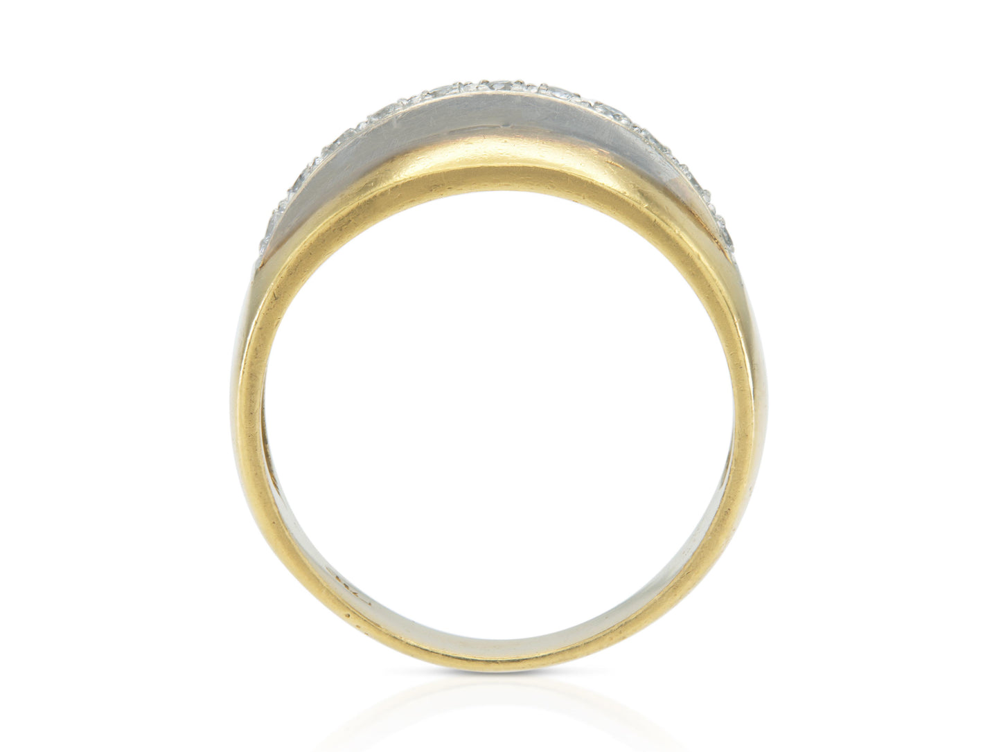 Vintage 1980s Gold Band Ring with Diamonds