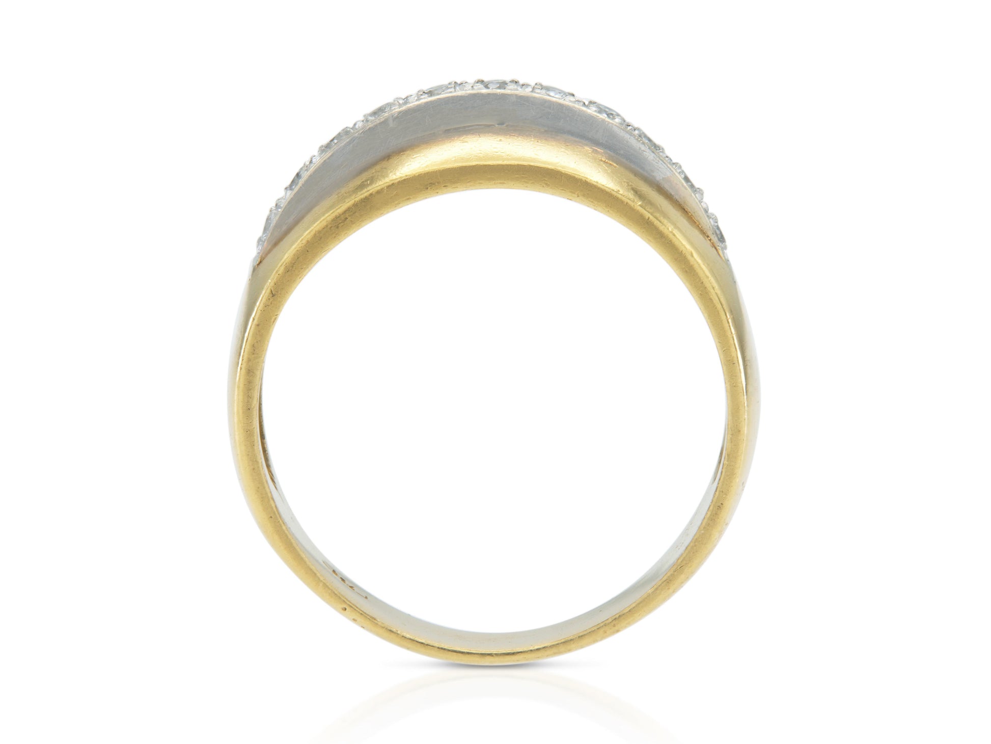 Vintage 1980s Gold Band Ring with Diamonds