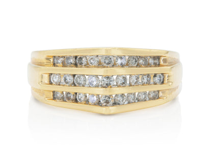 Vintage 1970s Pointed Dome Ring with Diamonds