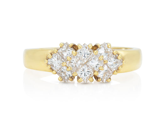 Vintage 1990s 0.77 Carat Princess Cut Diamonds Ring