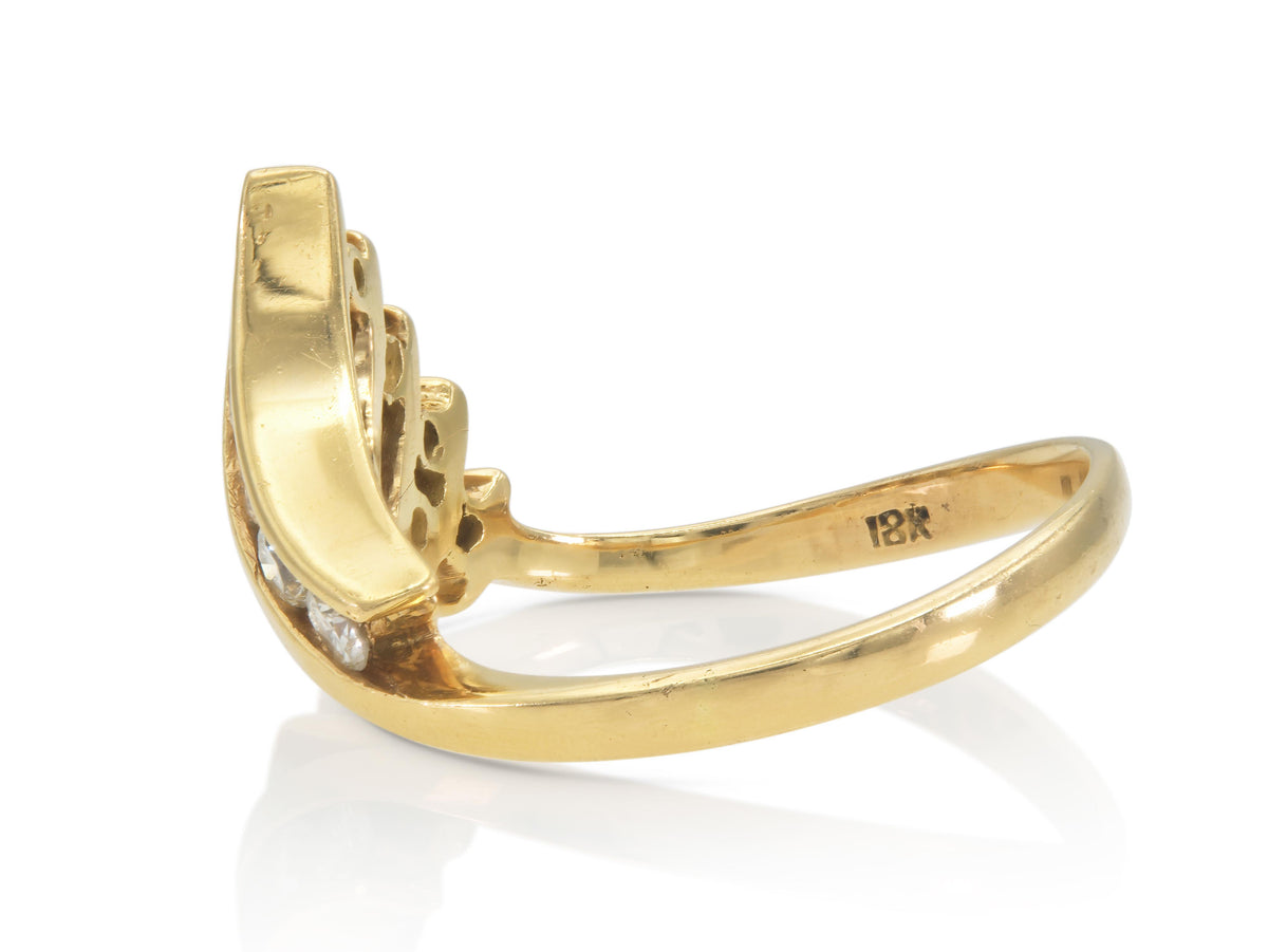 Vintage 1980s 0.63 Carat Diamond V Shaped Ring