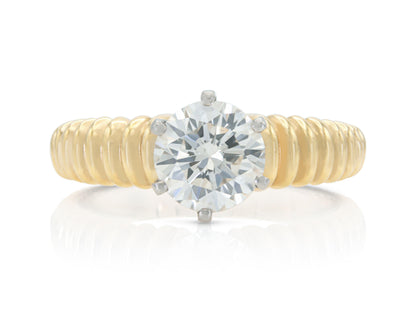 Vintage 1970s 1.22 Carat Round Cut Diamond Engagement Ring