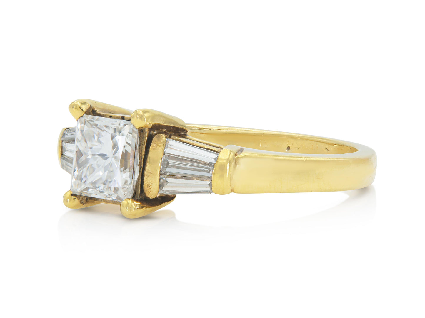 Vintage 1980s 1.06 Carat Princess Cut Diamond Engagement Ring