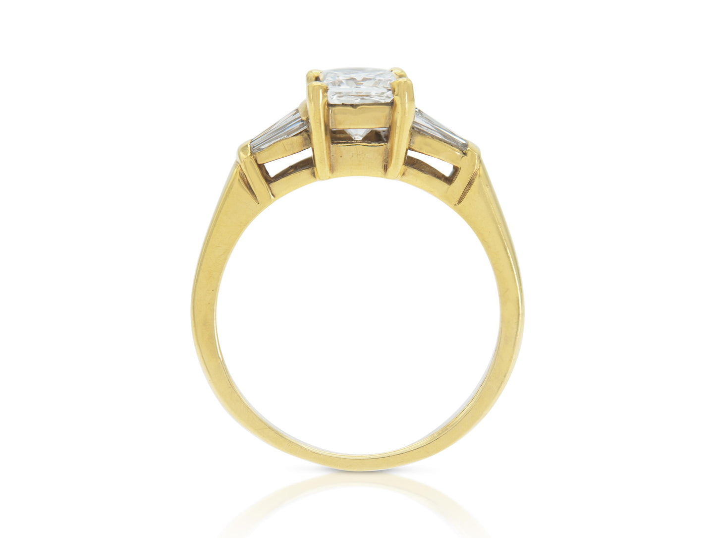 Vintage 1980s 1.06 Carat Princess Cut Diamond Engagement Ring