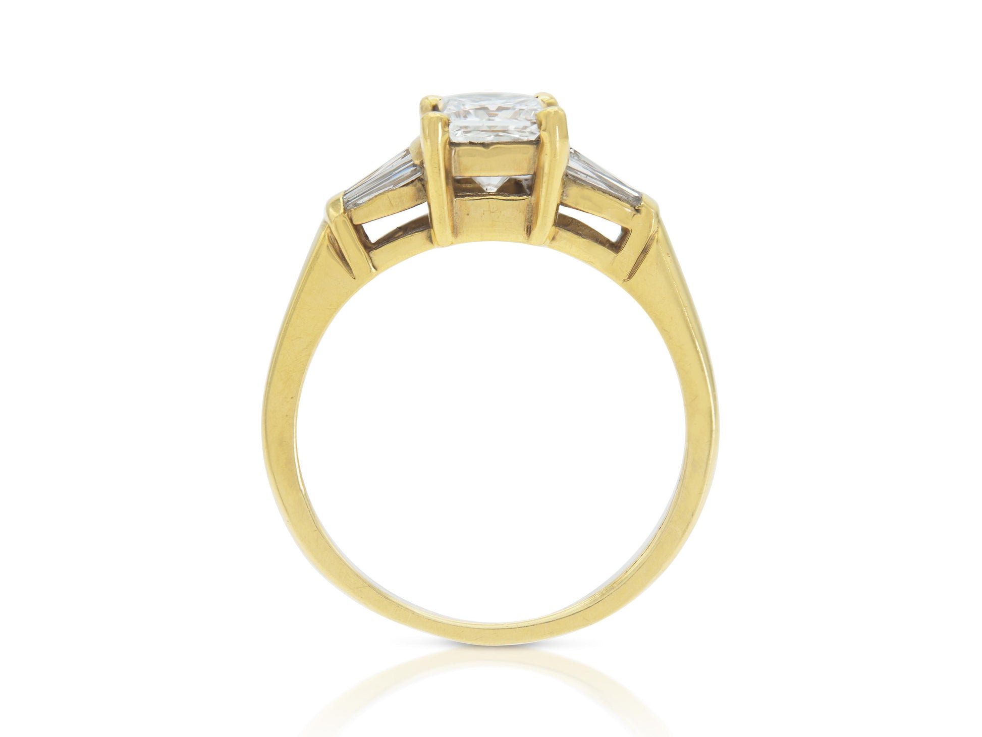 Vintage 1980s 1.06 Carat Princess Cut Diamond Engagement Ring