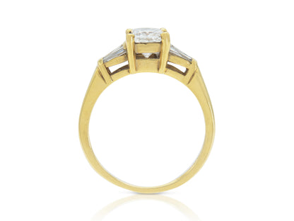 Vintage 1980s 1.06 Carat Princess Cut Diamond Engagement Ring