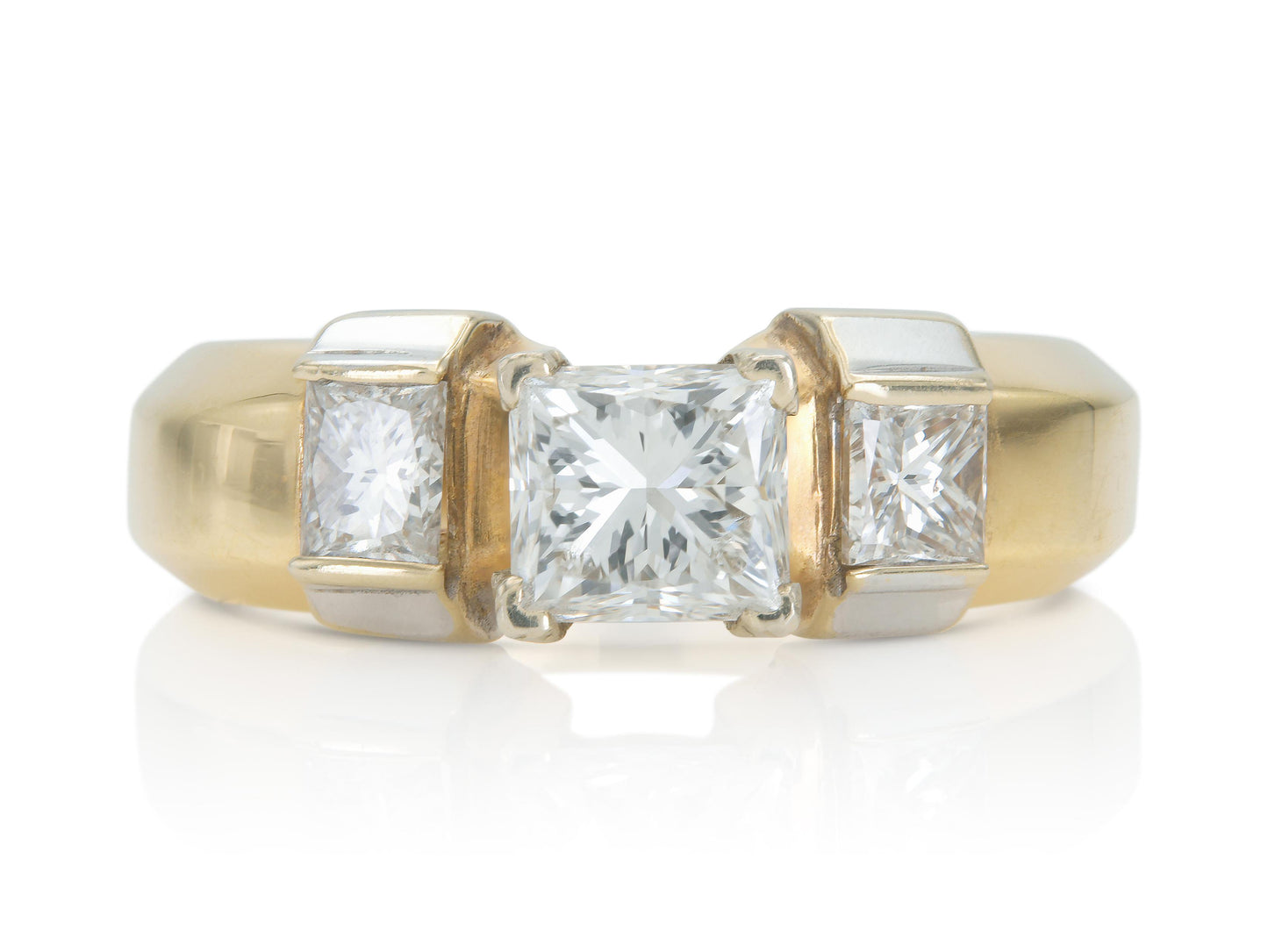 Vintage 1990s 1.00 Carat Princess Cut Diamond Engagement Ring
