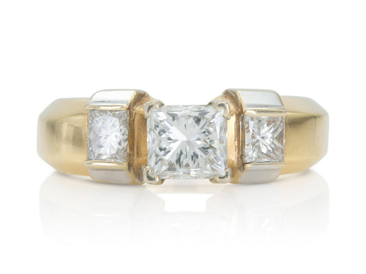 Vintage 1990s 1.00 Carat Princess Cut Diamond Engagement Ring