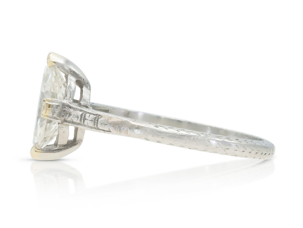 Antique Edwardian 1910s 0.88 Carat Marquise Cut Diamond Engagement Ring
