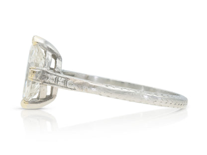 Antique Edwardian 1910s 0.88 Carat Marquise Cut Diamond Engagement Ring